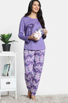 Zivame 2 Mile Fashion Knit Cotton Pyjama Set -Aster Purple — thumbnail 1
